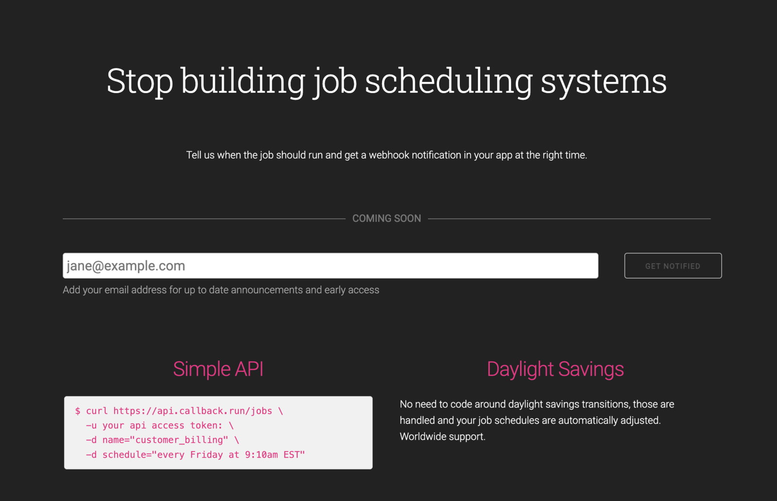 Callback screenshot